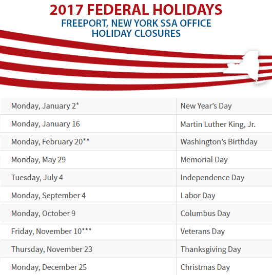 Freeport, NY Social Security Office Closed Dates